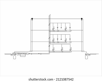 schemtatic diagram Of waste and sewage water System (Blakc and grey water system)