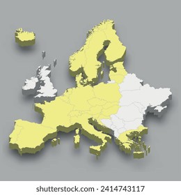 Schengen Area location within Europe 3d isometric map