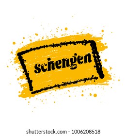 Schengen Area Yellow Brush Sign