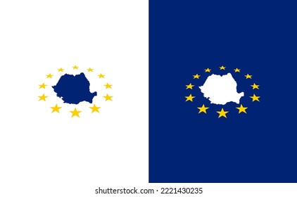 Schengen Romania  Flag of Europe  12 golden stars  Schengen Visa Approved EU