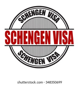 Schengen visa grunge rubber stamp on white background, vector illustration
