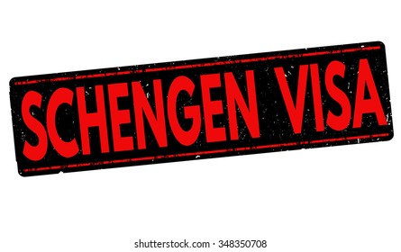Schengen visa grunge rubber stamp on white background, vector illustration
