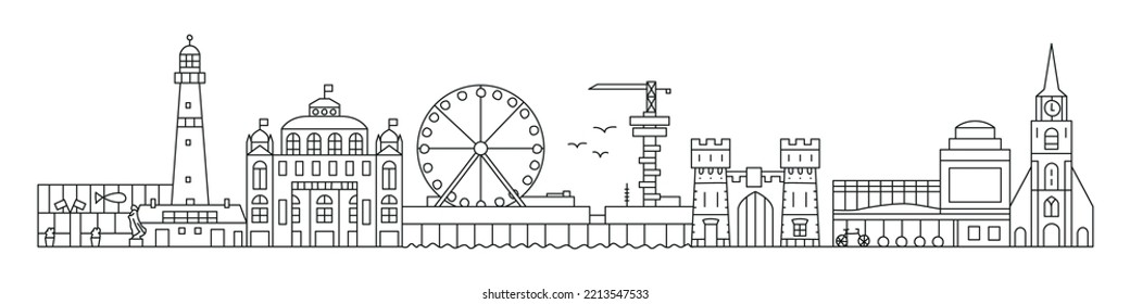Scheveningen city scape vector illustration