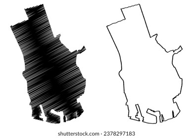 Schiedam city and municipality (Kingdom of the Netherlands, Holland, South Holland or Zuid-Holland province) map vector illustration, scribble sketch map