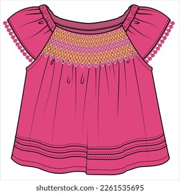 SCHIFFLI WOVEN SUPERIOR PARA NIÑA PEQUEÑA Y NIÑA BEBÉ FIJADA EN VECTOR EDITABLE