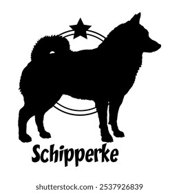 Schipperke perro silueta, perro, razas de perro, logotipo, Vector, silueta, diseño de logotipo, animal, ilustración, icono, signo, diseño, negro, símbolo, mascota