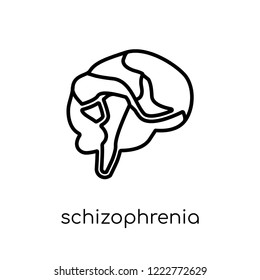 Schizophrenia icon. Trendy modern flat linear vector Schizophrenia icon on white background from thin line Diseases collection, editable outline stroke vector illustration