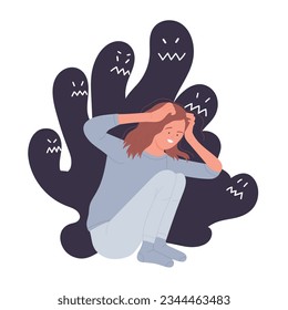 Schizophrenia mental problem. Mental health disorder, psychiatric illness vector illustration