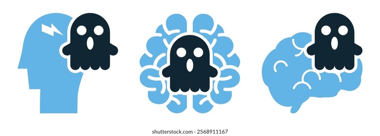 Schizophrenia and Perceptual Distortion Concept Symbolizing Hallucinations, Illusions, and Altered Reality Perception. Psychology Icons Vector for mental health awareness and personal development.