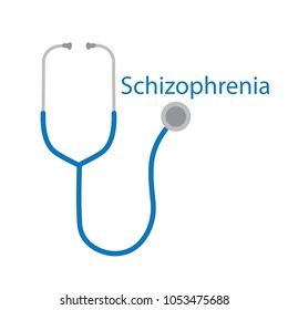schizophrenia text and stethoscope icon- vector illustration