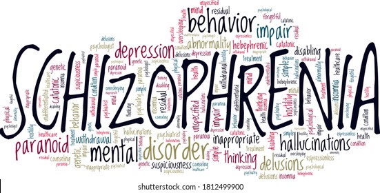 Schizophrenia vector illustration word cloud isolated on a white background.