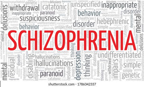 Schizophrenia word cloud isolated on a white background