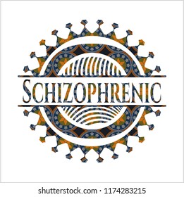 Schizophrenic arabic emblem. Arabesque decoration.