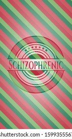 Schizophrenic christmas badge. Vector Illustration. Detailed.