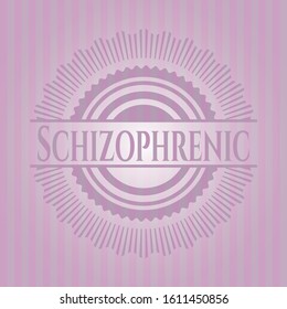 Schizophrenic pink emblem. Vintage. Vector Illustration. Detailed.