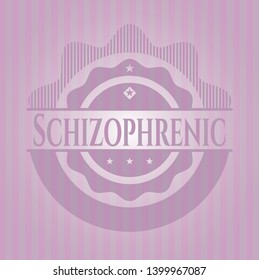 Schizophrenic retro pink emblem. Vector Illustration. Detailed.