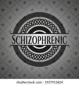Schizophrenic retro style black emblem. Vector Illustration. Detailed. 