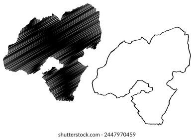 Schleitheim District (Switzerland, Swiss Confederation, Canton of Schaffhausen or Schaffhouse) map vector illustration, scribble sketch Bezirk Schleitheim map