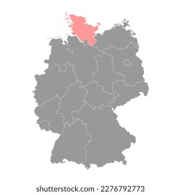 Schleswig Holstein map. Vector illustration.