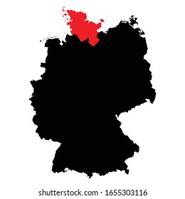 Schleswig Holstein state highlighted on Germany map Vector EPS 10