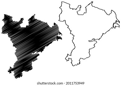 Schleswig-Flensburg district (Federal Republic of Germany, rural district, Free State of Schleswig-Holstein, Slesvig Holsten) map vector illustration, scribble sketch Schleswig Flensburg map