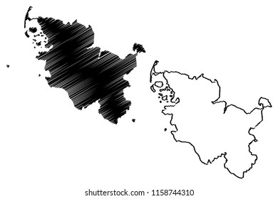 Schleswig-Holstein (Federal Republic of Germany, State of Germany, Sleswick-Holsatia) map vector illustration, scribble sketch Schleswig-Holstein map