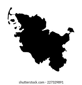 Schleswig-Holstein vector map high detailed black silhouette illustration isolated on white background. Province in Germany.