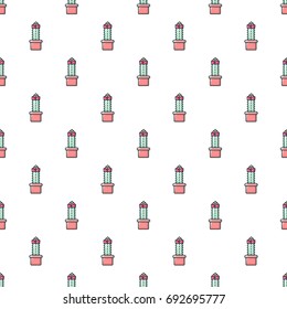 Schlumbergera cactus pattern in cartoon style. Seamless pattern vector illustration