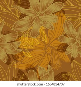
Schlumbergera. Color vector seamless pattern of flowers.