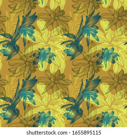 
Schlumbergera. Color vector seamless pattern of flowers.