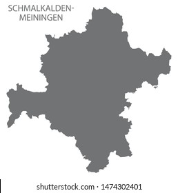 Schmalkalden-Meiningen grey county map of Thuringia Germany