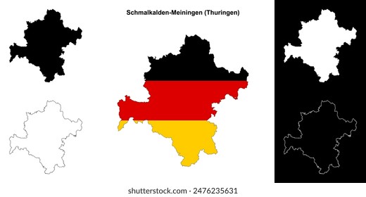 Conjunto de mapas esquemáticos en blanco de Schmalkalden-Meiningen (Thuringen)