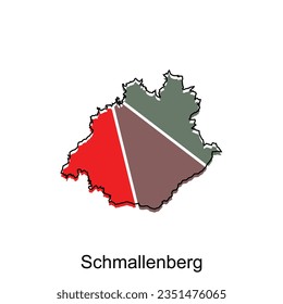 Schmallenberg City Map illustration. Simplified map of Germany Country vector design template