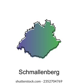 Schmallenberg City Map illustration. Simplified map of Germany Country vector design template