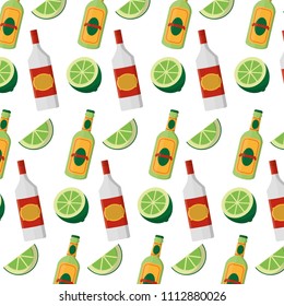 schnapps bottles beverages and lemon background