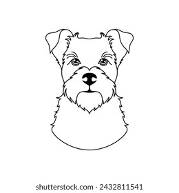 Schnauzer Hund im Line Art Stil auf weißem Hintergrund.