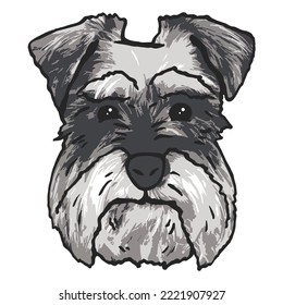 Dibujo coloreado de una mascota de perro Schnauzer