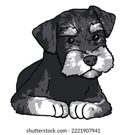 Dibujo coloreado de una mascota de perro Schnauzer