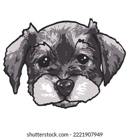 Dibujo coloreado de una mascota de perro Schnauzer