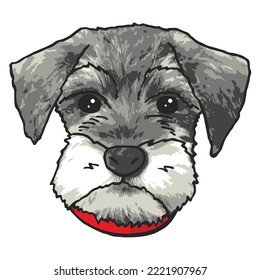 Dibujo coloreado de una mascota de perro Schnauzer