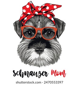 Schnauzer Hund mit roter Schleife, Schnauzer Mom Shirt, Geschenk Schnauzer, Geschenke für Frauen, Männer, Lustiges Schnauzer Hundehemd, Cricut, Geschenk für Mädchen,