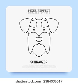 Schnauzer head thin line icon. Dog breed. Editable stroke. Vector illustration.