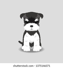 Schnauzer Puppy Vector Illustration. Dog Isolated