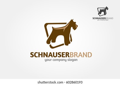 Schnauzer Vector Logo Template. Vector silhouette of a schnauzer dog on a white background.