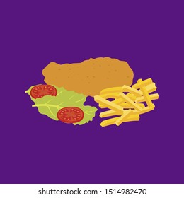 Schnitzel illustration. Flat style. Vector illustration.