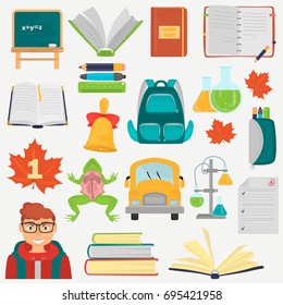 Schol color flat icons for web and mobile design