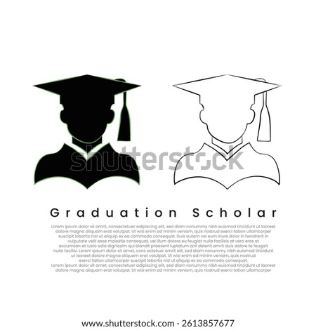 A scholar boy vector silhouette, An illustration of graduate boy, Vector line drawing of graduation hat