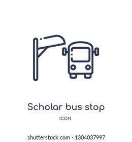 scholar bus stop icon from transport outline collection. Thin line scholar bus stop icon isolated on white background.