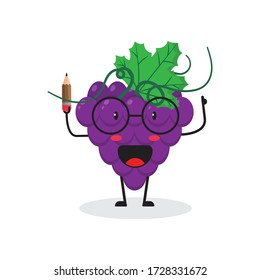 Gelehrte Traubenfrucht cute Charakter mascot Vektordesign