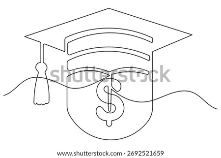 Scholar hat outline continuous one line drawing minimalist clean artwork